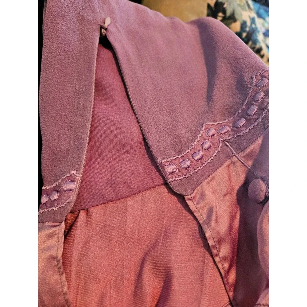 RARE Vintage NATAYA Romantic Fairy Purple Lavender 100% Silk Blouse Top - Picture 15 of 16